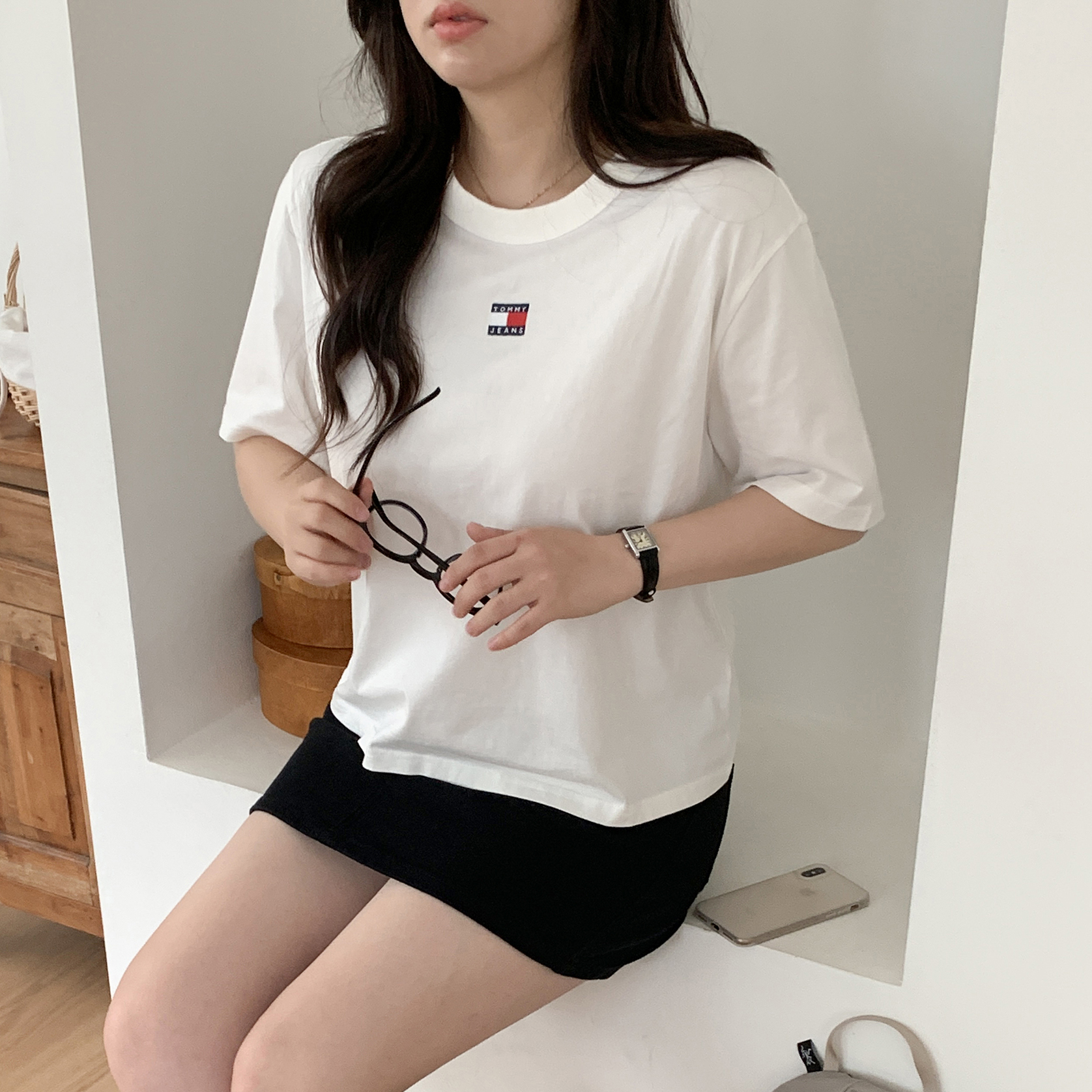 타미힐피거 반팔티 여성 타미진스 루즈핏 티셔츠 - 상세 이미지 3