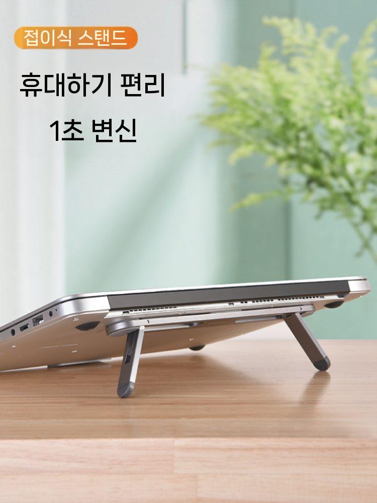 부착식 노트북 거치대 휴대용 받침대 접착식 높이조절 실버 - 상세 이미지 2
