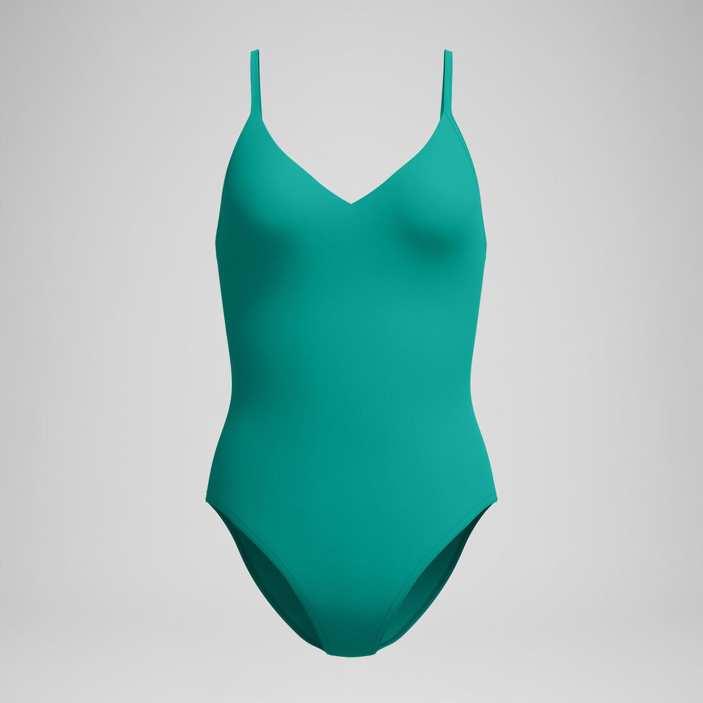 스피도 여성 솔리드 V넥 원피스 수영복 Peacock Teal, 2XL - 상세 이미지 4