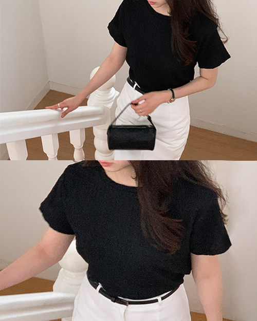 [made] 링클프리 엠보 블라우스 반팔티 하객룩 출근룩 TS189 이미지 6