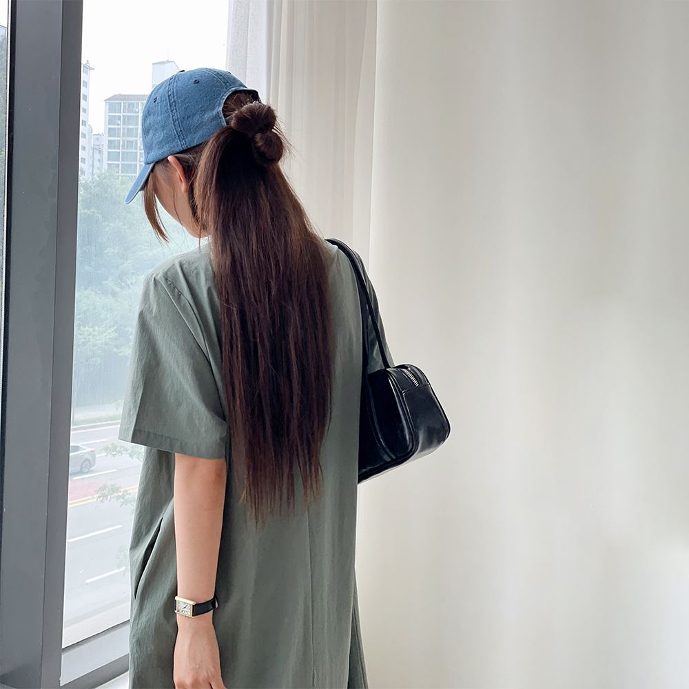 바스락원피스 여름 반팔 롱원피스 나일론 A라인 이미지 8