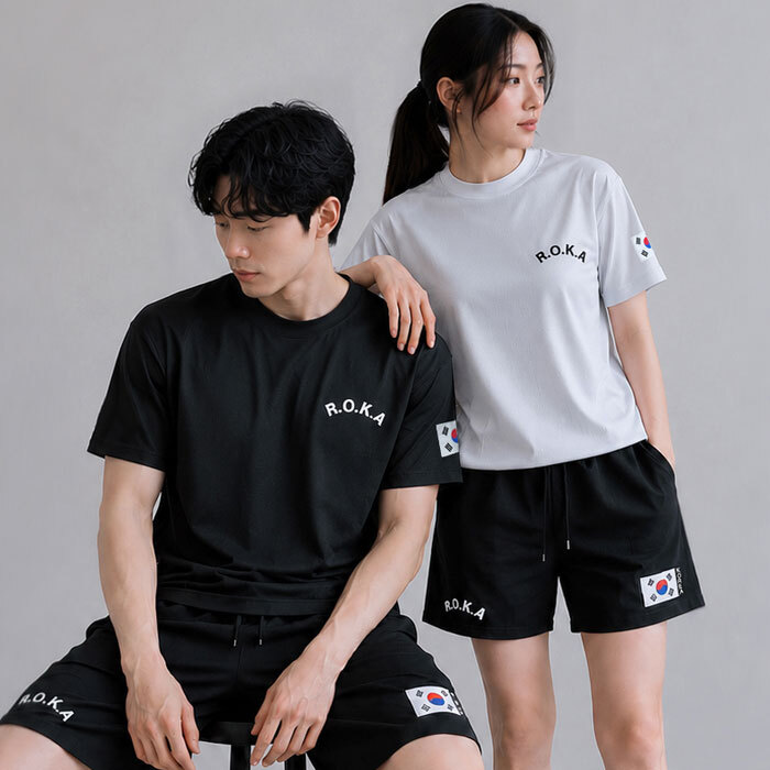 ROKA 로카 남녀공용 에어쿨 데일리 티셔츠 반바지 군인 반팔티 반바지 4color - 상세 이미지 3