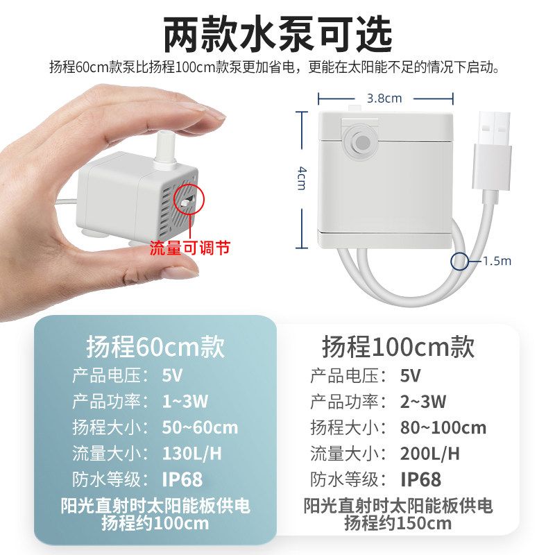 수족관 산소 발생기 태양광 기포 공급기 어항 연못 6w 발전기+120L 펌프+파이프 0.9m - 상세 이미지 4