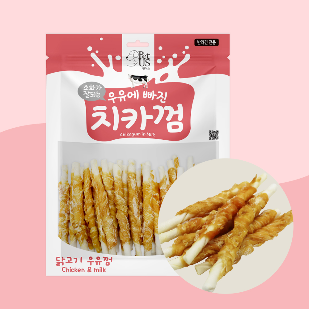펫어스 치카껌 치석제거 치킨우유껌 스트레스해소간식 이갈이스틱 26P - 상품 이미지