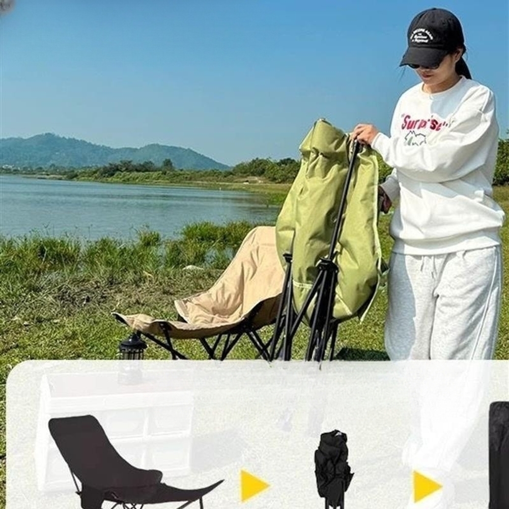 접이식 캠핑 의자 낚시 낮잠 침대 발받침 3단계 각도조절 휴대용 탈착식 블랙 1개 - 상세 이미지 4