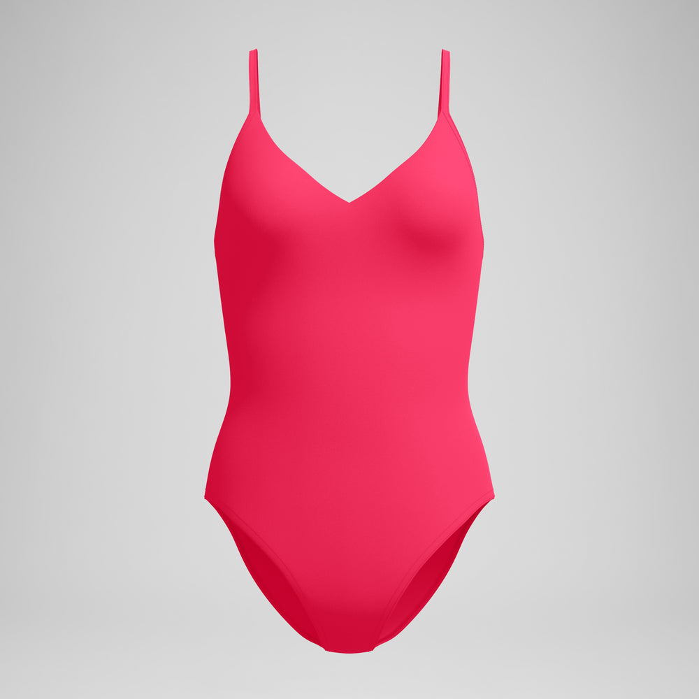 스피도 여성 솔리드 V넥 원피스 수영복 Ruby, 2XL - 상세 이미지 4