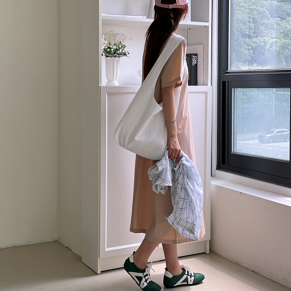 바스락원피스 여름 반팔 롱원피스 나일론 A라인 - 상세 이미지 2