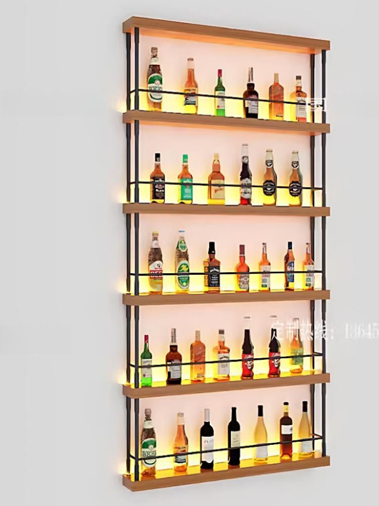 와인 진열장 거치대 진열대 보관함 위스키 선반 양주 200x15x245cm (조명 포함 6층) - 상세 이미지 2