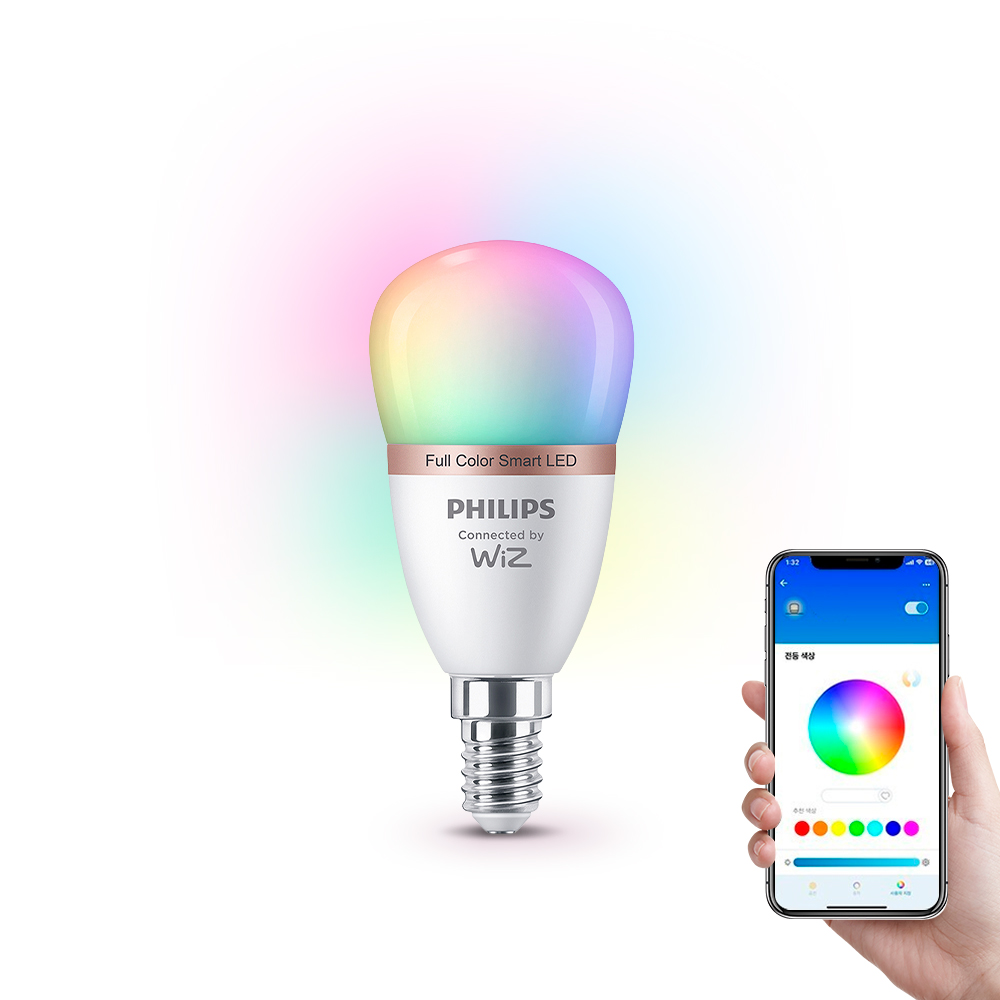 필립스 위즈 컬러 앰비언스 E14 LED 스마트 전구 4.5W - 상품 이미지