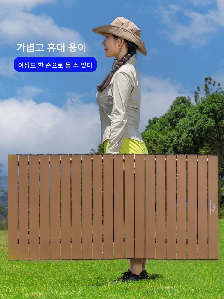 캠핑 테이블 접이식 피크닉 야외 테이블 세트 나무결 무늬 소형 60x60cm 핸드백 포함 - 상세 이미지 4