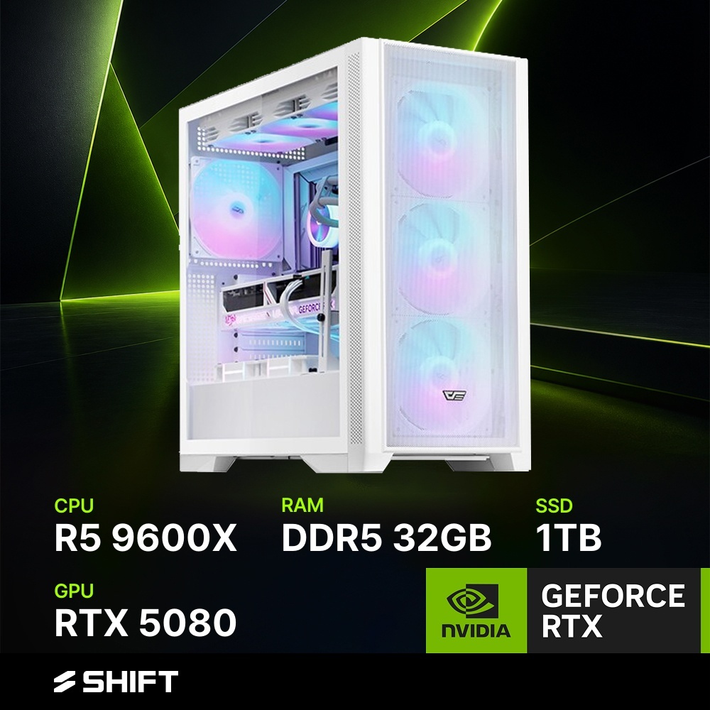 주연테크 시프트 AMD 라이젠5 9600X RTX 5080 DDR5 32G NVMe 1T 게이밍 컴퓨터 DF496X58-32G1T 화이트 - 상품 이미지