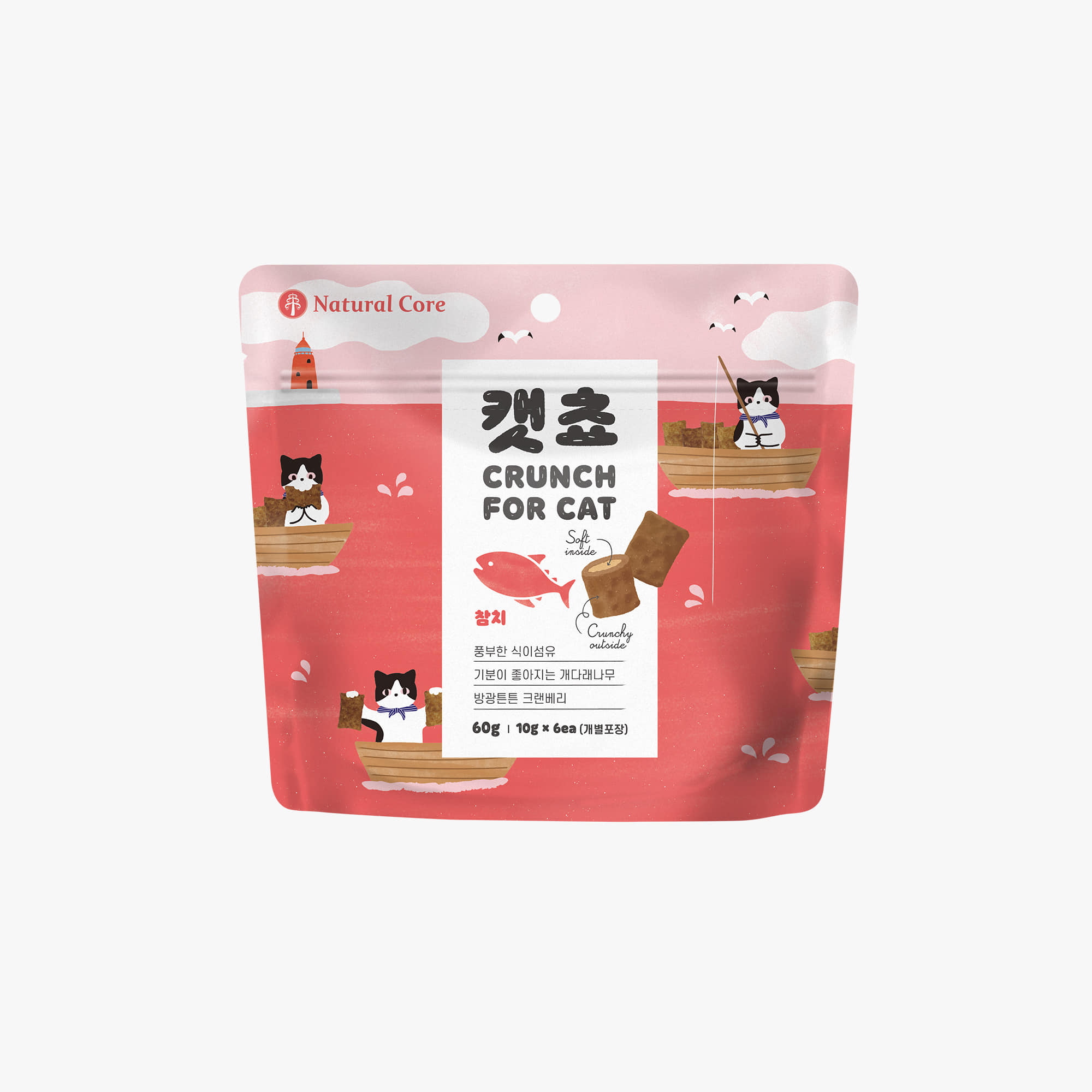 [+N포인트 2천] 네츄럴코어 캣쵸 치석제거 이빨과자 참치, 60g, 5개 - 상세 이미지 3