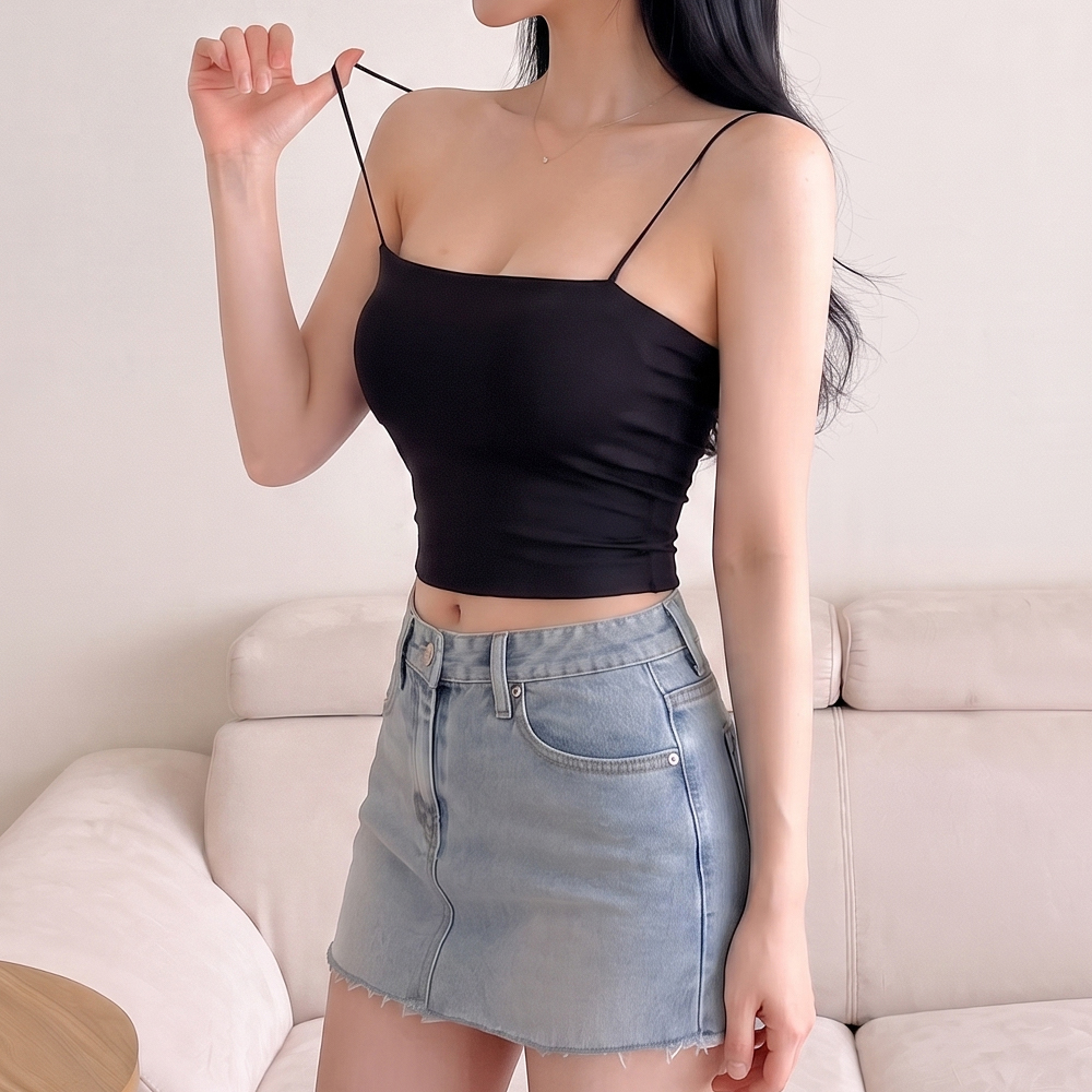 핑크앤다이아 올인원 튜브탑 노와이어 심리스브라 캡나시 레이어드나시 크롭 - 상품 이미지