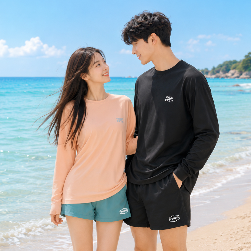 남자 여성 래쉬가드 제이드 빅사이즈 긴팔 루즈핏 커플 비치웨어 상품 이미지