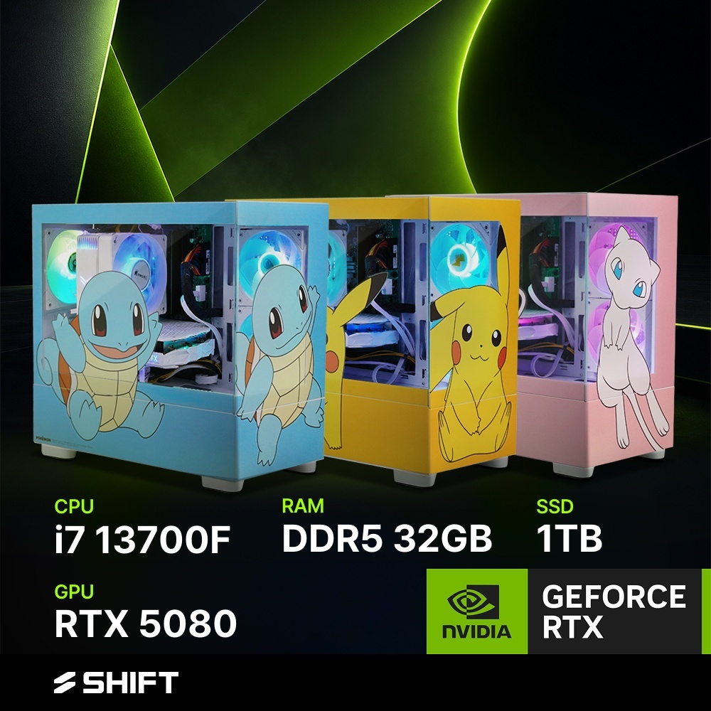 주연테크 시프트 인텔 코어i7 13700F RTX 5080 DDR5 32G NVMe 1T 게이밍 컴퓨터 PK37F58-16G512G 포켓몬스터 - 상품 이미지