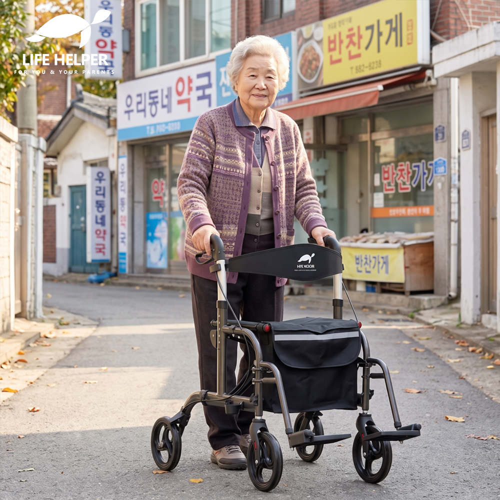 라이프헬퍼 2in1 보행보조차 R7 대여 상품 전국 1개월 임대 렌탈 경량 접이식 거상형 침대형 링거꽃이형 외 소유권이전형 - 메인 이미지