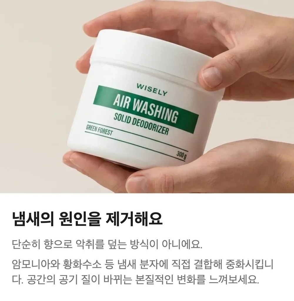 와이즐리 에어워싱 고체 탈취제 그린 포레스트향 그린포레스트, 300g, 3개 - 상세 이미지 4