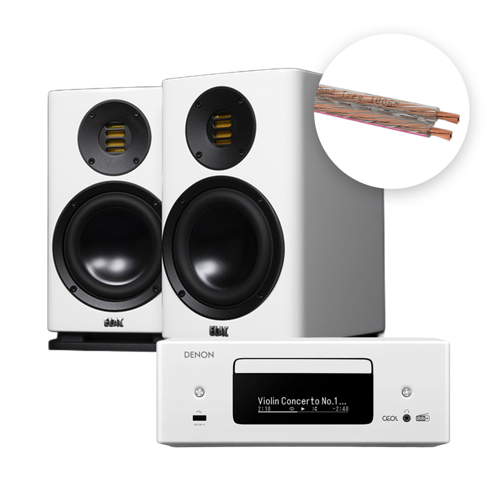 ELAC Carina BS 243.4 엘락 카리나 북쉘프 스피커 + 데논 RCD-N12 하이파이 패키지 오엘바흐 스피커케이블 제공 - 상품 이미지