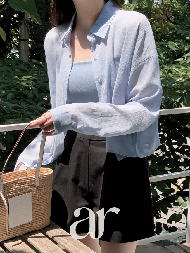 (국내제작) 시스루 요루 크롭 셔츠 bs7659 상품 이미지