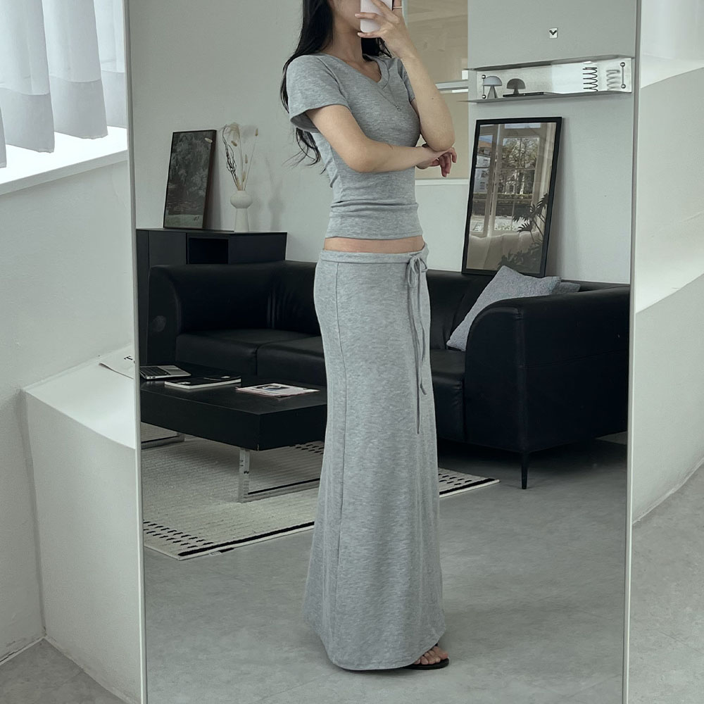 맥시롱스커트 트레이닝 밴딩 플레어 임산부스커트 이미지 6