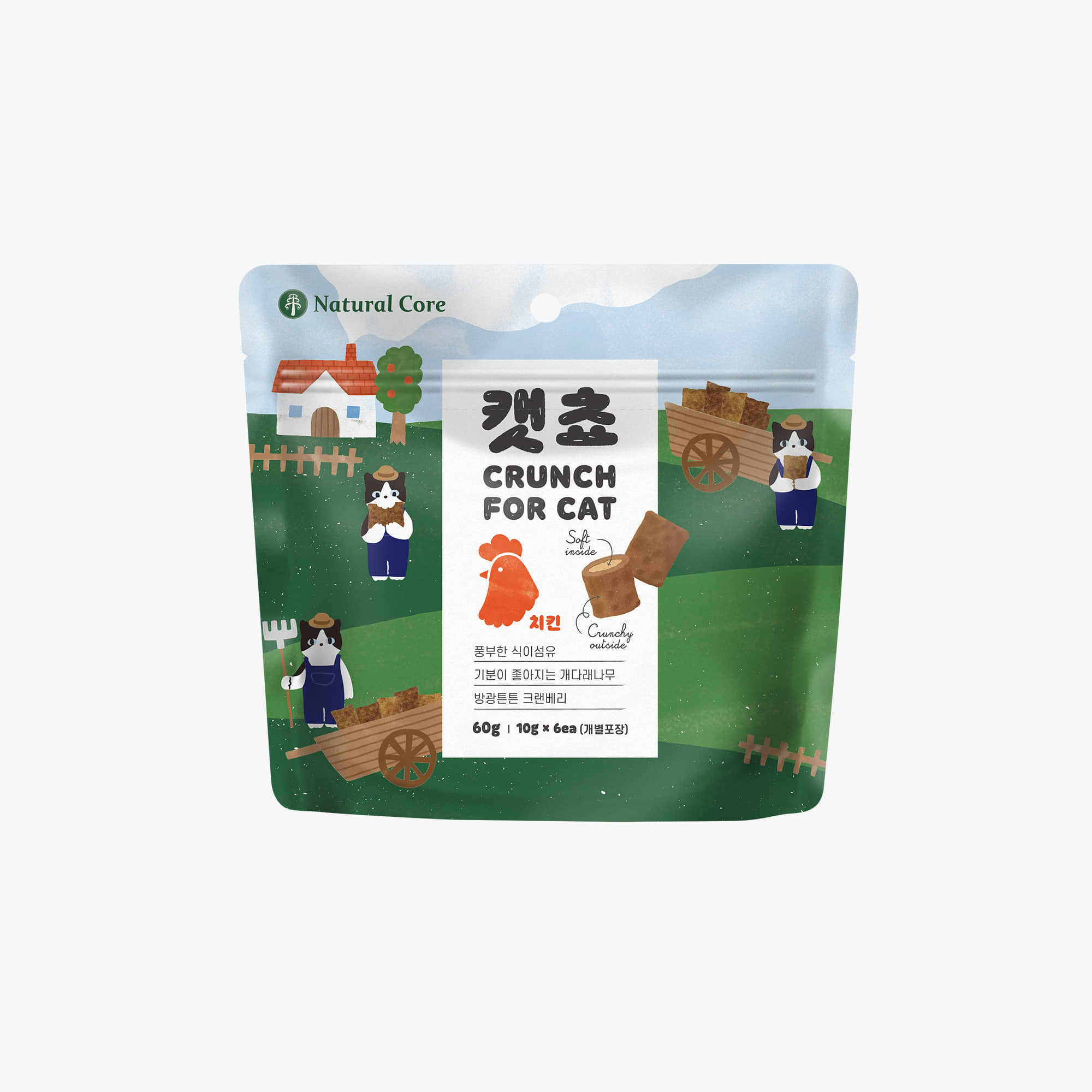 [+N포인트 2천] 네츄럴코어 캣쵸 치석제거 이빨과자 치킨, 60g, 5개 - 상세 이미지 4