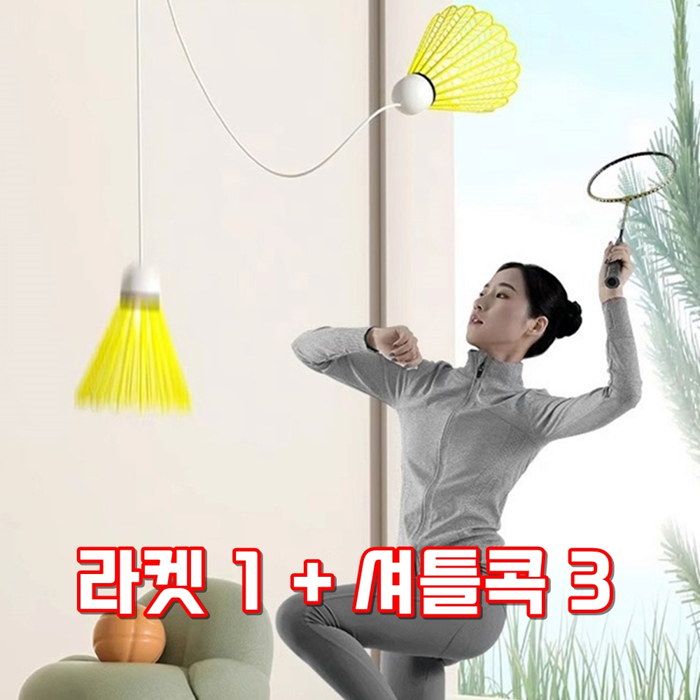 혼자하는 셀프 배드민턴 리턴콕 집에서 혼자치는 연습기 라켓 공 풀세트 - 상품 이미지