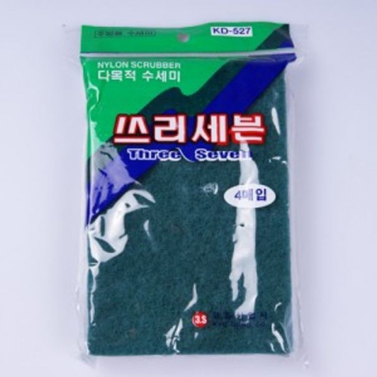 도모아 쓰리세븐 수세미 4P 초록 설거지 주방 기름때 찌든때 - 상품 이미지
