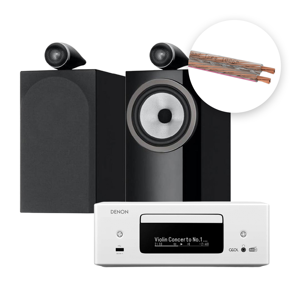 B&W 705 S3 북쉘프 스피커 + 데논 RCD-N12 하이파이 패키지 오엘바흐 스피커케이블 제공 - 상품 이미지