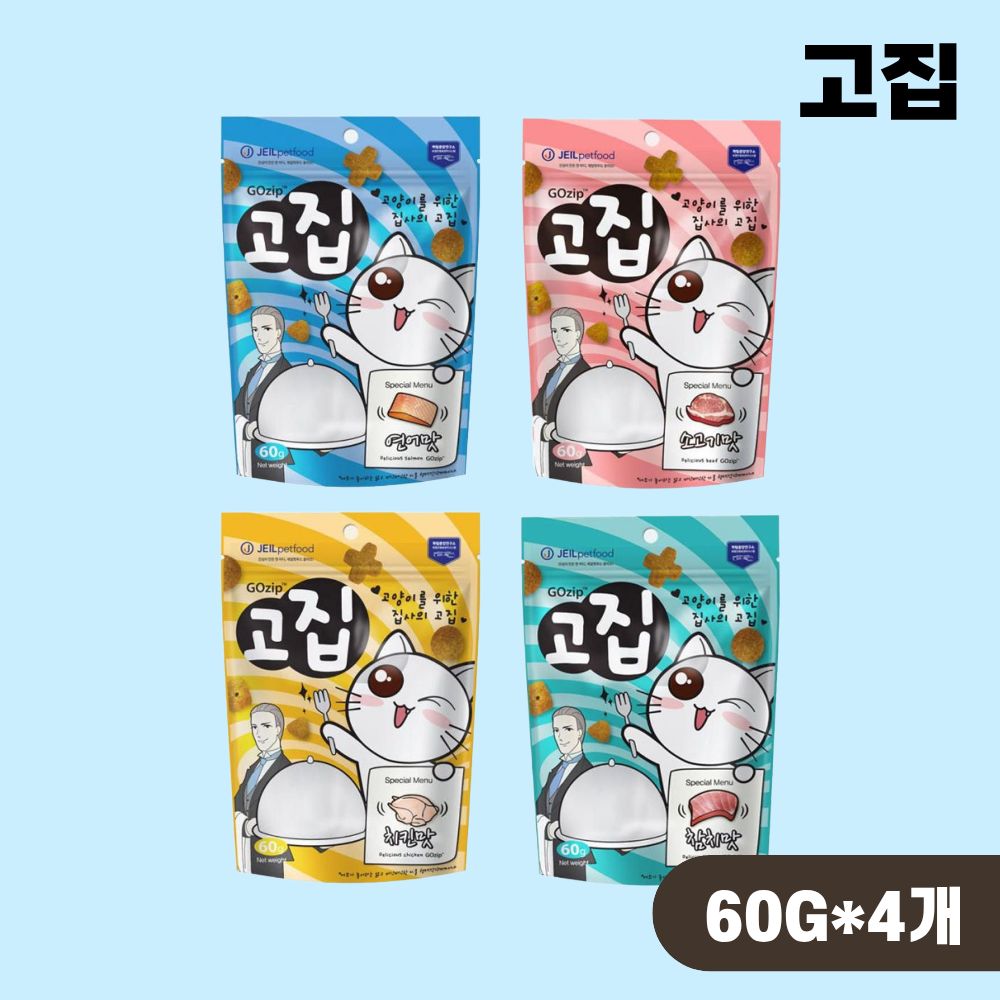 고집 고양이 이빨과자 치석제거 4종 콤보, 60g, 4개 - 상품 이미지