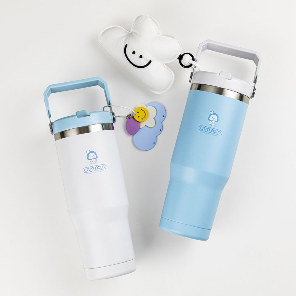 크림푼 푸푸리 대용량 손잡이 텀블러 950ml, 스카이블루 - 상세 이미지 5