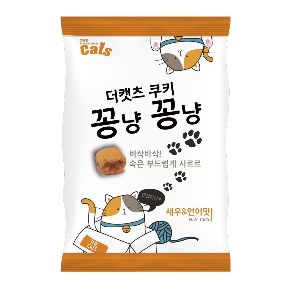 더캣츠 쿠키 꽁냥꽁냥 고양이 이빨과자 새우 연어, 100g, 5개 - 상세 이미지 2