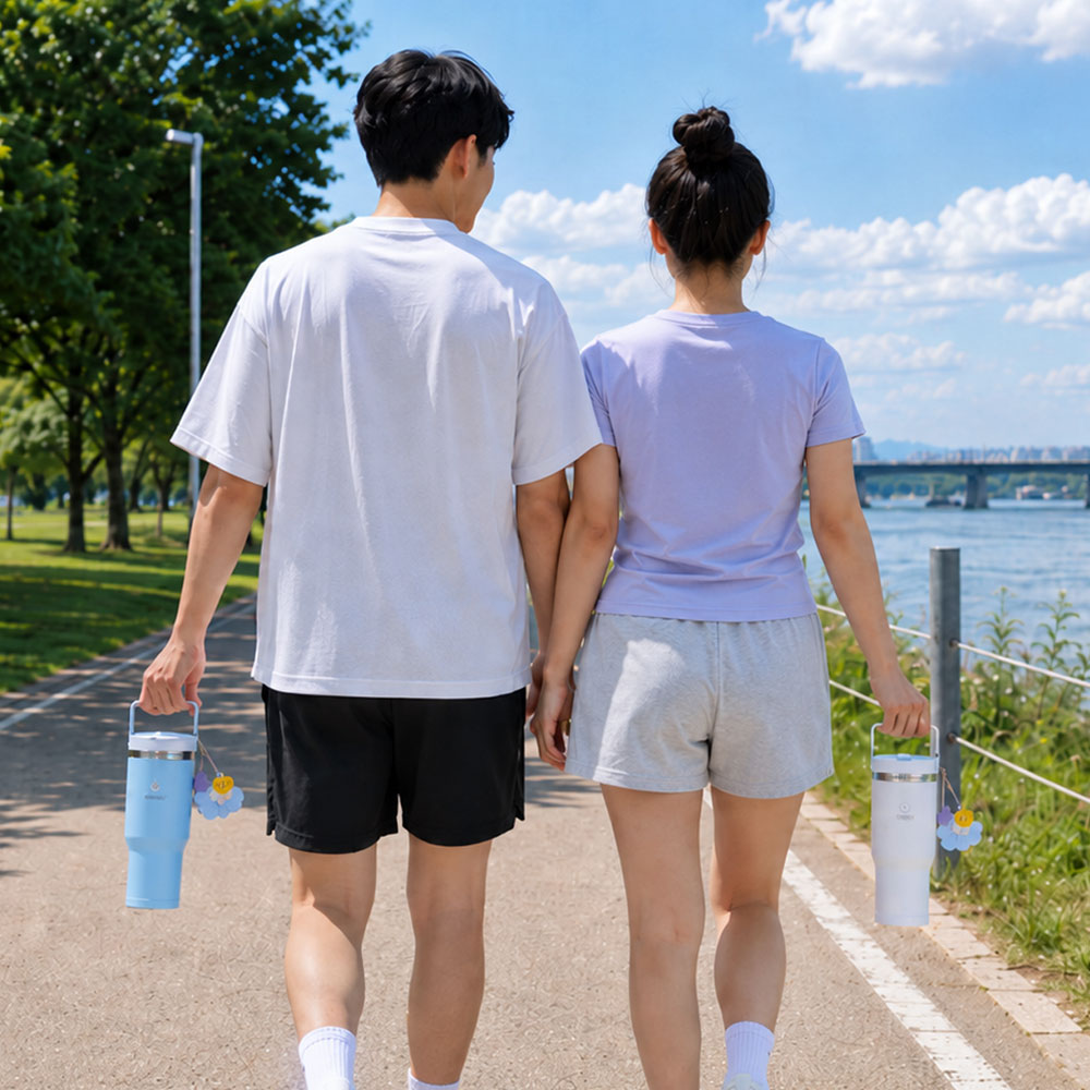 크림푼 푸푸리 대용량 손잡이 텀블러 950ml, 스카이블루 - 상세 이미지 4