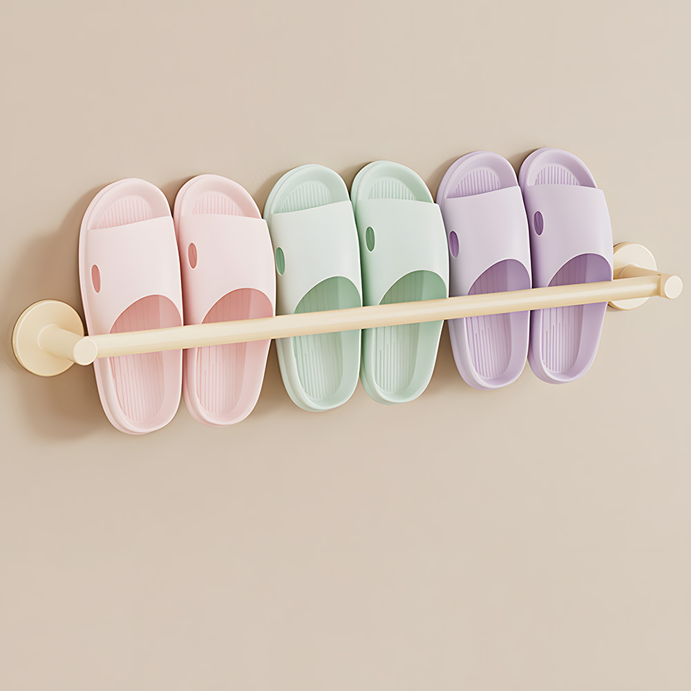 무타공 벽걸이 욕실화 거치대 슬리퍼 신발정리대 1단, 화이트(50cm), 1개 - 상품 이미지