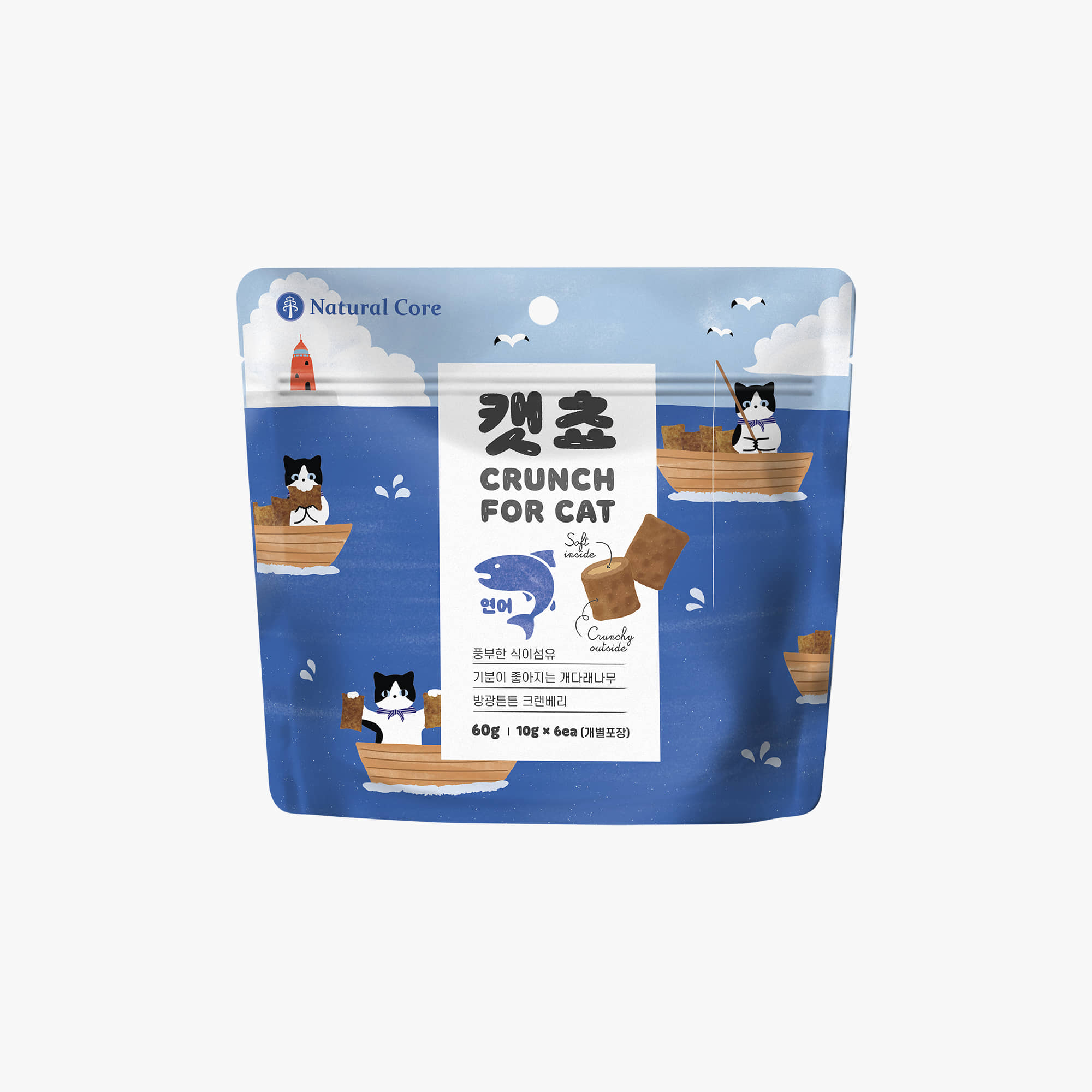 [+N포인트 2천] 네츄럴코어 캣쵸 치석제거 이빨과자 연어, 60g, 5개 - 상세 이미지 2