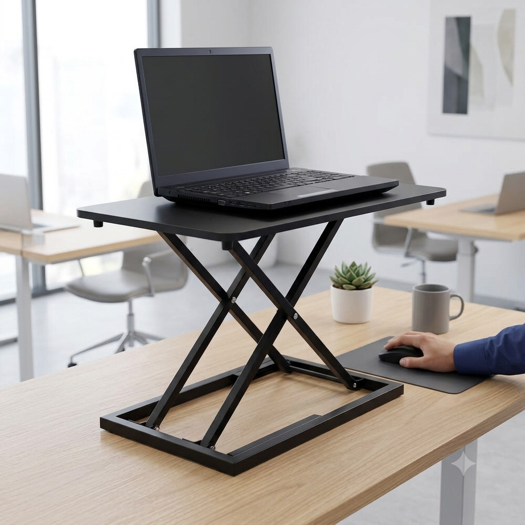 높이조절 스탠딩 책상 모션 데스크 테이블 수동 600x340mm, 블랙 - 메인 이미지