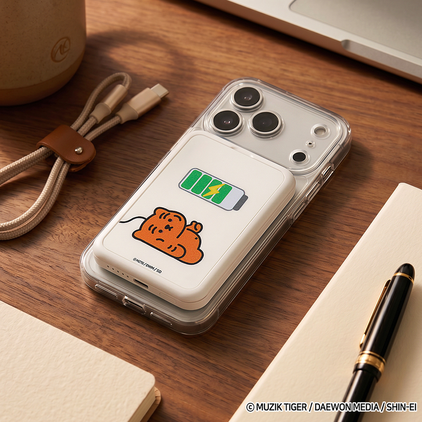 무직타이거 충전중 띠부띠부 보조배터리 전용 스킨 - 상품 이미지