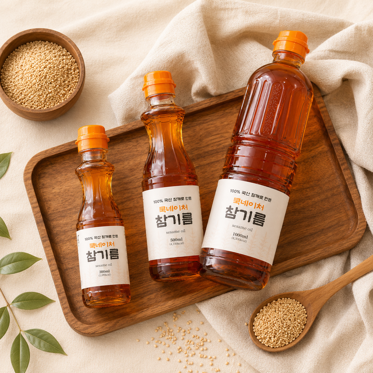 쿡네이처 국산 통참깨 100% 저온압착 참기름 300ml 500ml - 상세 이미지 2