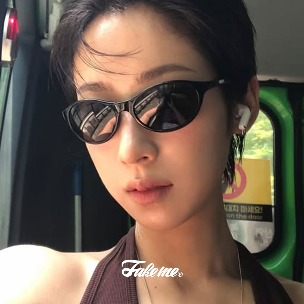 페이크미 선글라스 오버레이 Overlay BSV 블랙 고글형 오벌 뿔테 - 상세 이미지 2