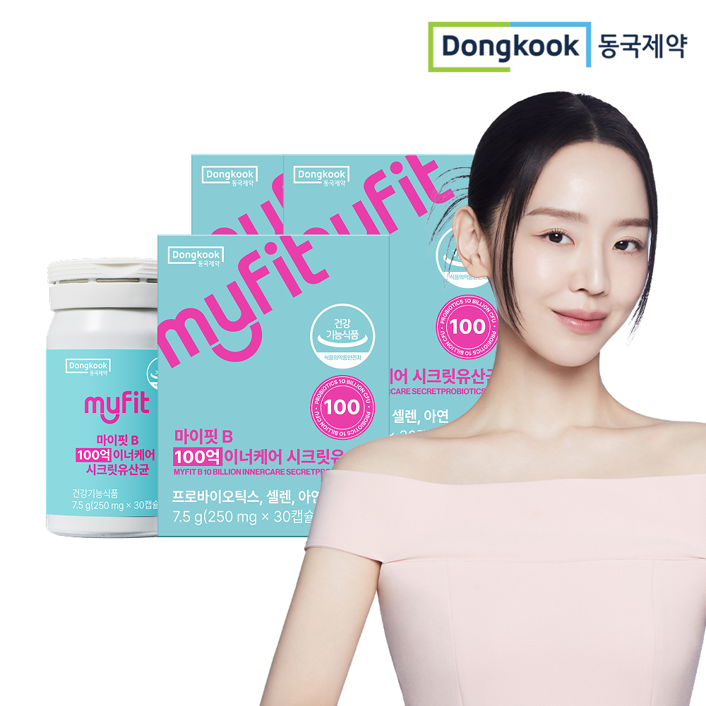 [3개월] 동국제약 마이핏B 시크릿유산균 여성 질 유래 100억 프로바이오틱스 30캡슐, 3개 - 상품 이미지