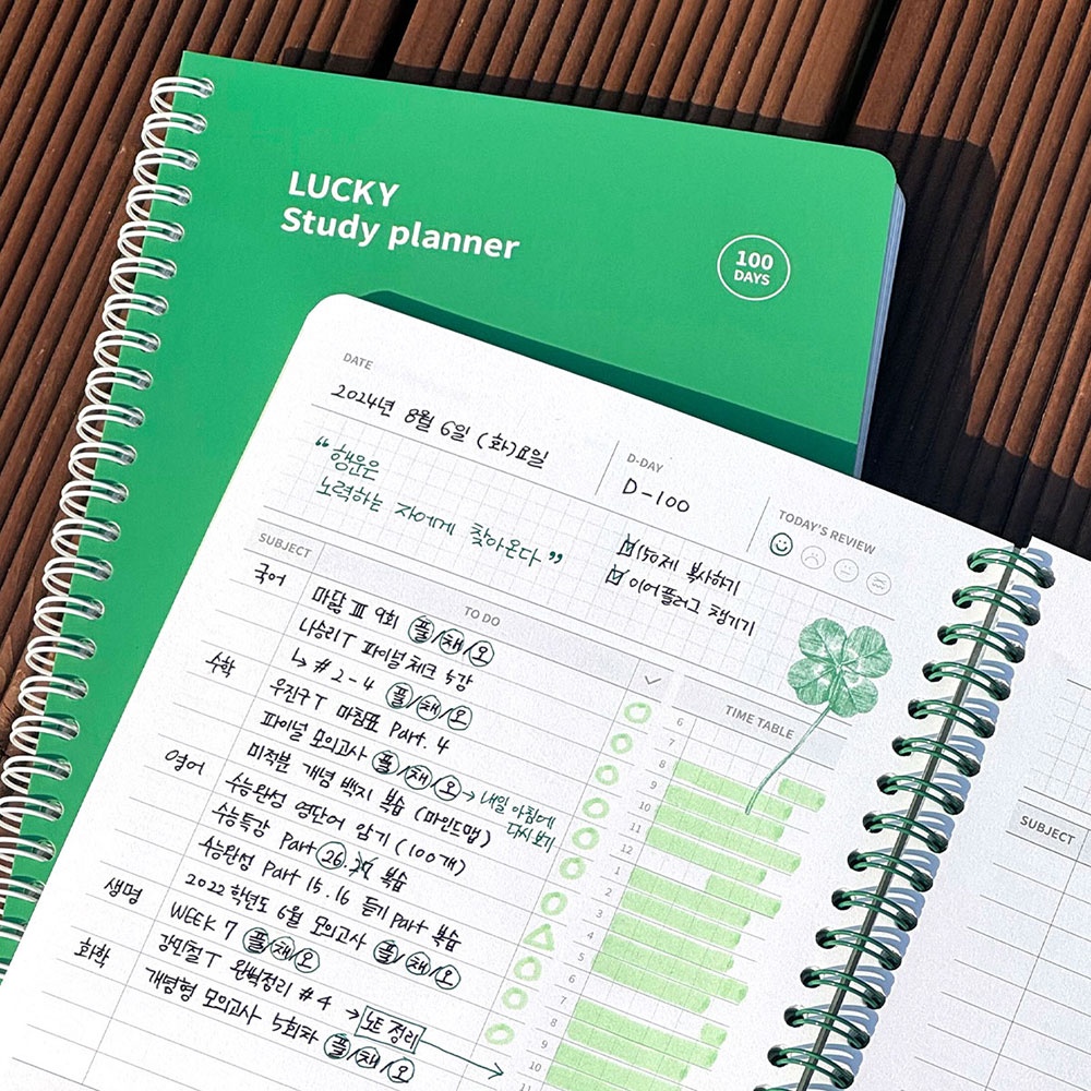 A5 행운의 스터디플래너 100일 중학생 학습플래너 고등학생 공부계획표 데일리 타임테이블 - 상세 이미지 5