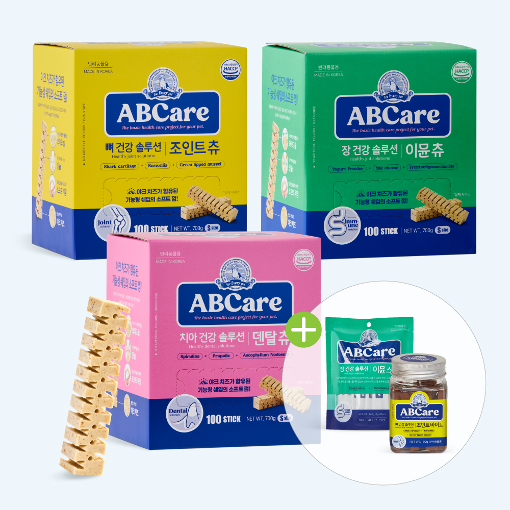 강아지 덴탈껌 양치껌 개껌 치석제거 입냄새 ABCare 덴탈츄 100P 트릿 스틱 - 상품 이미지