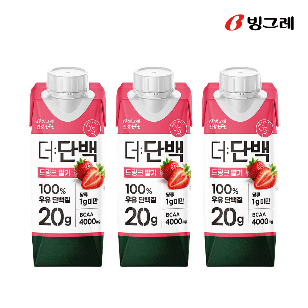 빙그레 더단백 드링크 단백질음료 딸기, 250ml, 3개