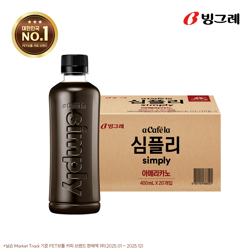 빙그레 아카페라 심플리 아메리카노, 400ml, 20개 상품 이미지