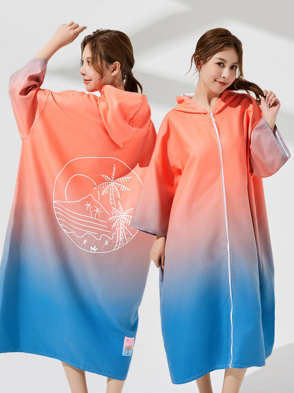 후드 판초타올 판초타월 다이빙 서핑판초 수영복가운 지퍼형 래피드피시 110x78cm 추천키160-185cm - 상세 이미지 5
