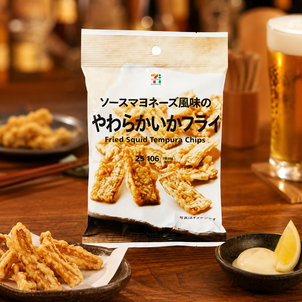 일본 세븐일레븐 이카후라이 오징어튀김 마요네즈맛 편의점 과자 25g - 상품 이미지