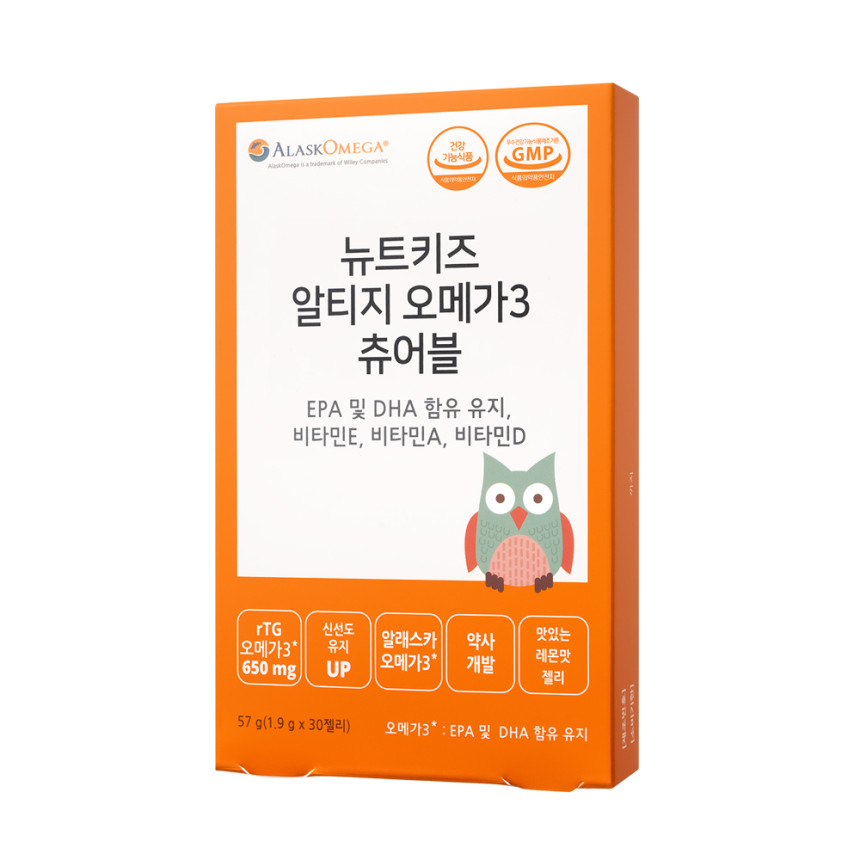 뉴트키즈 알티지 오메가3 츄어블 RTG 어린이 유아 청소년 구미 30구미, 1개