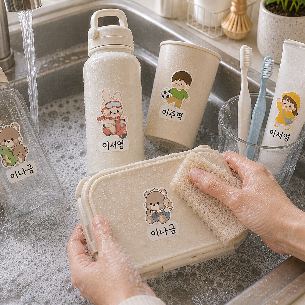 방수 네임스티커 이름스티커 유치원 어린이집 이름표 칼선 A4 - 상품 이미지