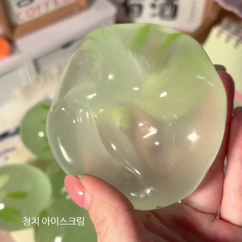 샤베트 슬랑이 말랑이 과일 복숭아 수제 쫀득볼 스트레스볼 6cm - 상세 이미지 5