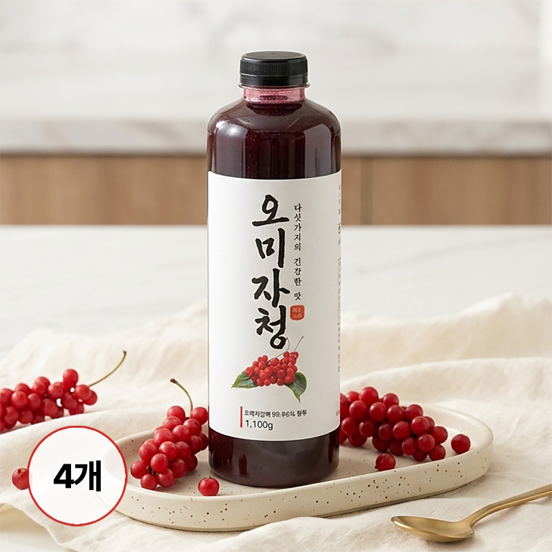 에이드 베이스 문경 오미자청 국내산 오미자 엑기스 진한 원액 1100g, 4개 - 상품 이미지
