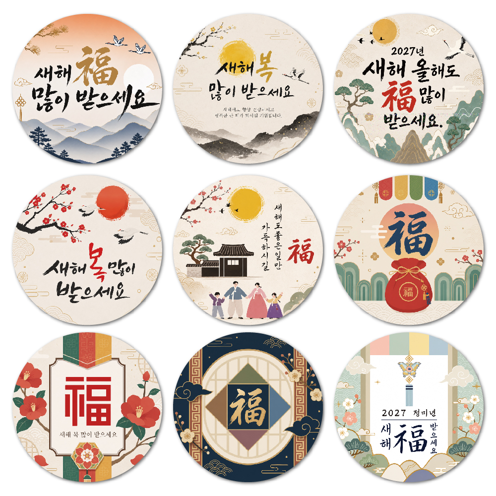 스티커 제작 자유형 판스티커 소량 새해 명절 설날 원형 55mm 15개 - 상세 이미지 3